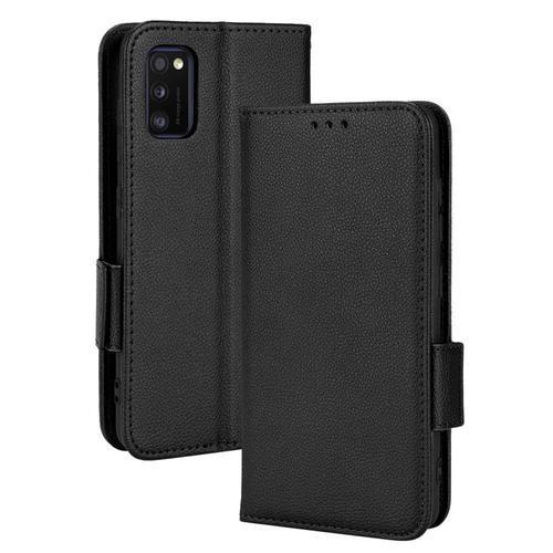 Étui Pour Samsung Galaxy A41 Titulaire De Fentes Pour Cartes Boucle Latérale Magnétique Cuir Pu Portefeuille - Noir