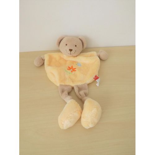 Doudou Ours Beige Jaune Fleur Papillon Tex