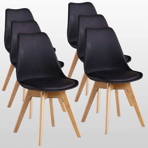 Lot de 6 chaises mix couleurs style scandinave pieds bois massif