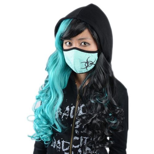 Expédié De Paris - Masque Protection Coton Lavable Mixte Bouche Nez Cache Visage Punk Déguisement Vélo Sport Anti Poussière Pollution Bleu Cyber