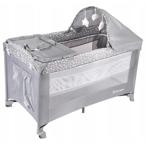 Moby System Lit Parapluie De Voyage Pour Bébé 2 Niveaux De Matelas (Haut 0-6 Mois, Bas 6-36 Mois), Pliable, Sac De Transport, Gris