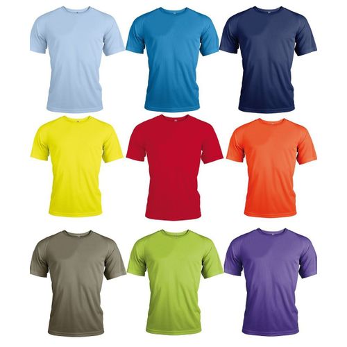 Lot 9 Maillots Sports - Running - Manches Courtes - Homme - Multicolores