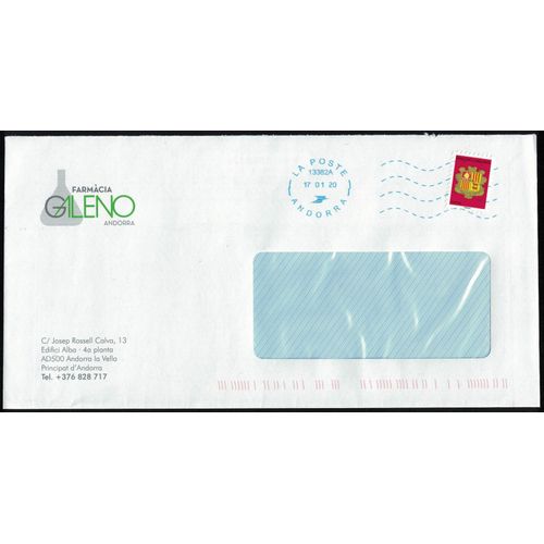 Andorre 2007 Oblitéré Used Armoiries Blason Sur Enveloppe Farmàcia Galeno Andorra La Vella