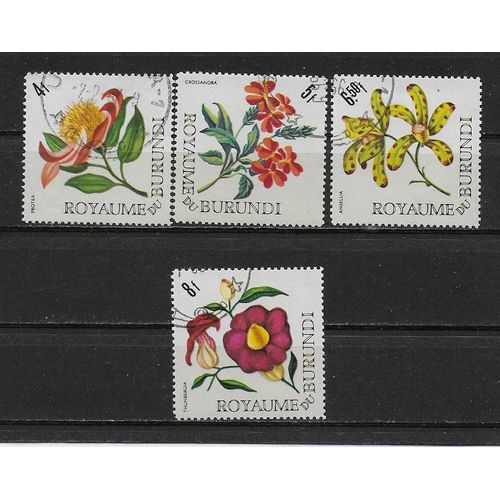 Royaume Du Burundi 1966 : Fleurs - Série De 4 Timbres Oblitérés