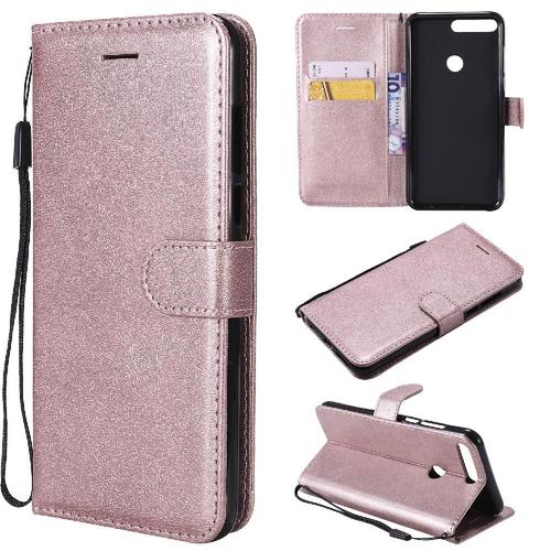 Flip Étui Pour Honor 7c Avec Fente Pour Carte Couleur Solide Classique Cuir De Haute Qualité Étui De Téléphone Portefeuille D'affaires - Couleur Rose