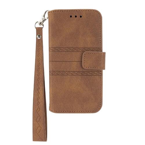 Puissance Étui Pour Xiaomi Redmi 9 Flip Cuir Pu Étui Portefeuille Bicelle Protection Antichoc Fermeture Magnétique - Le Brun