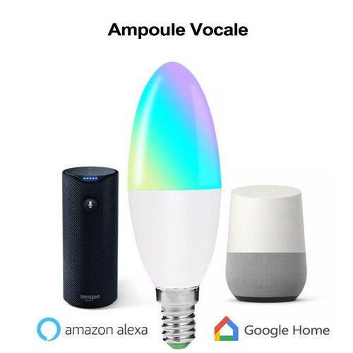 Ampoule Led E14, Ampoule Led Intelligente Wi-Fi Contrôlé Par App, 16 Millions Couleurs Rgb, Compatible Avec Alexa & Google Home