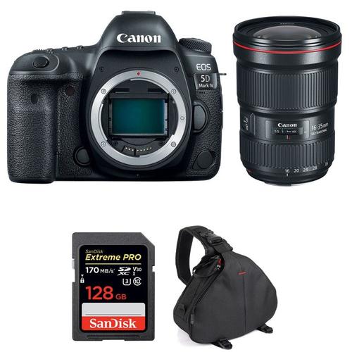 Canon EOS 5D Mark IV + EF 16-35mm f/2.8L III USM + SanDisk 128GB Extreme PRO UHS-I SDXC 170 MB/s + Sac | Garantie 2 ans