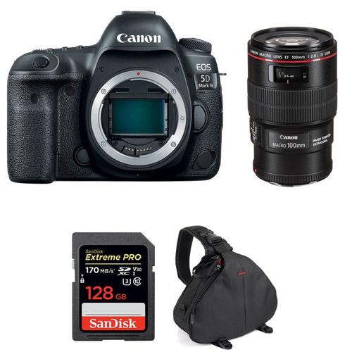 Canon EOS 5D Mark IV + EF 100mm f/2.8L Macro IS USM + SanDisk 128GB Extreme PRO UHS-I SDXC 170 MB/s + Sac | Garantie 2 ans