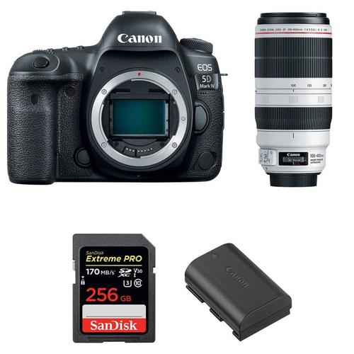 Canon EOS 5D Mark IV + EF 100-400mm f4.5-5.6L IS II USM + SanDisk 256GB UHS-I SDXC 170 MB/s + LP-E6N | Garantie 2 ans