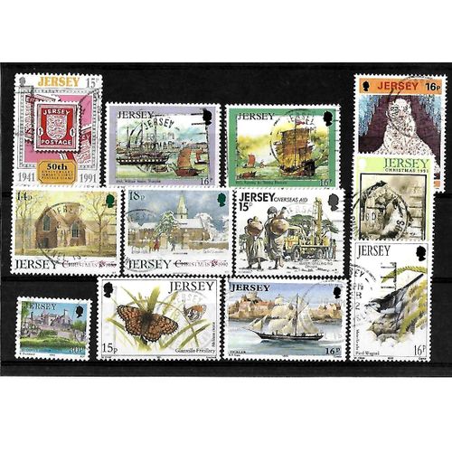 Jersey-Lot De 12 Timbres Oblitérés-Très Bon Etat