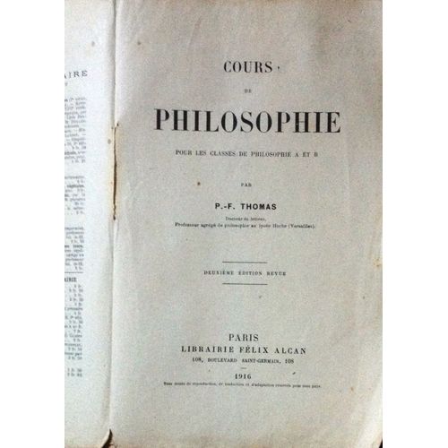 Cours De Philosophie 1916
