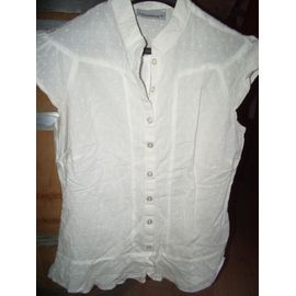 Chemisier Blanc À Pois C&a Blanc Taille 38