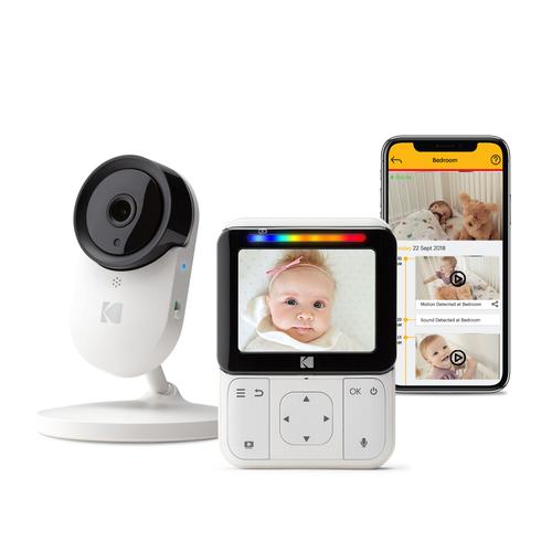 zoom à distance longue portée et Wi Moniteur vidéo pour bébé KODAK Cherish C220 — Écran HD de 2.8 & application mobile audio bidirectionnel vision nocturne caméra à haute résolution 
