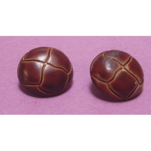 Lot De 2 : Bouton À Queue Cylindrique Bombé À Motif Carré Imitation Cuir Marron Clair - Résine - Diamètre 19,7 Mm