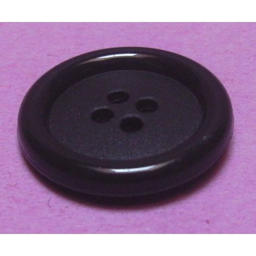 Bouton À 4 Trous (+ 1 Borgne Chiffre 4) - Noir Uni Avec Gorge - Résine - Diamètre 24,9 Mm X Ep. 4,1 Mm