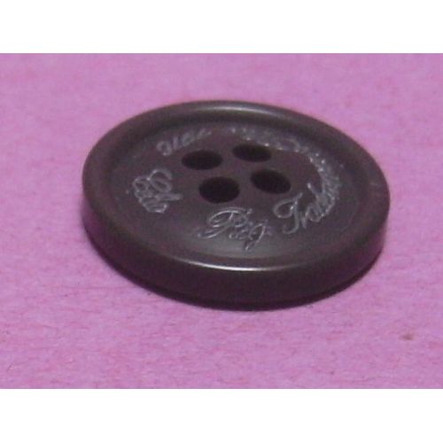 Bouton À 4 Trous - Gris Uni Avec Gorge (Reg. Trademark Line Celio 1976) - Résine - Diamètre 17 Mm X Ep. 3,2 Mm