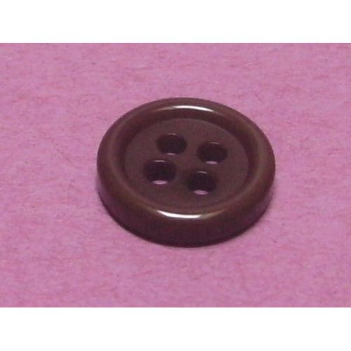 Bouton À 4 Trous - Résine Marron Avec Gorge - Diamètre 11,3 Mm X Ep. 2,3 M