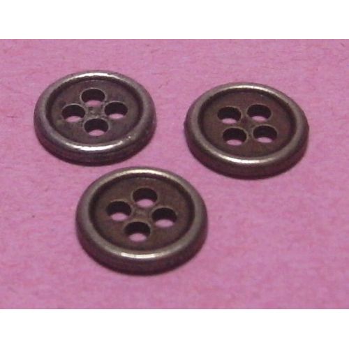 Lot De 3 : Bouton À 4 Trous - Résine Marron Avec Gorge - Diamètre 10,1 Mm X Ep. 1,6 M