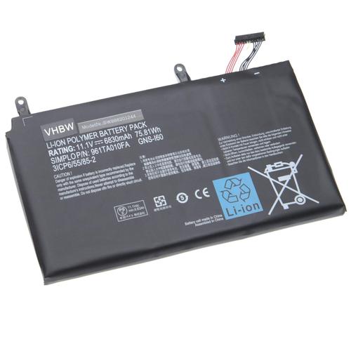 vhbw batterie compatible avec Gigabyte P37X v3-CF1, P37X v3-CF2, P37X v4, P37X v5, P37X v6, P57W, P57W v5 laptop (6830mAh, 11,1V, Li-Ion, noir)