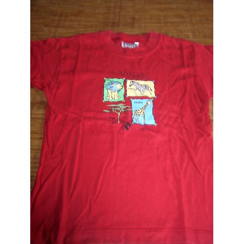 T-Shirt Rouge Motifs Animaux My Africa Taille 6/7 Ans