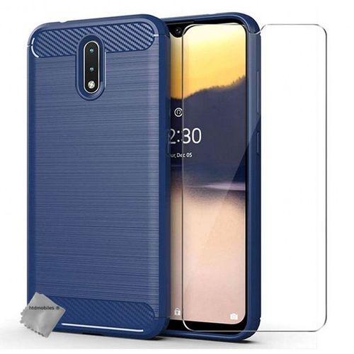 Housse Etui Coque Silicone Gel Carbone Pour Nokia 2.3 + Film Ecran - Bleu Fonce
