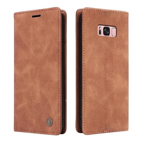 Flip Étui Pour Samsung Galaxy S8 Plus Couverture Rabotant Simple Entreprise Portefeuille Étui En Cuir Antichoc - Orange