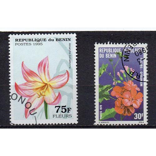 Bénin- Lot De 2 Timbres Oblitérés- Fleurs