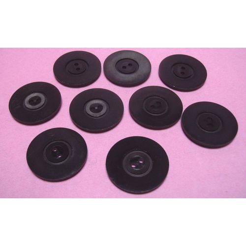 Lot De 9 : Bouton À 2 Trous - Résine Noir - Diamètre 31,7 Mm X Ep. 3,4 Mm