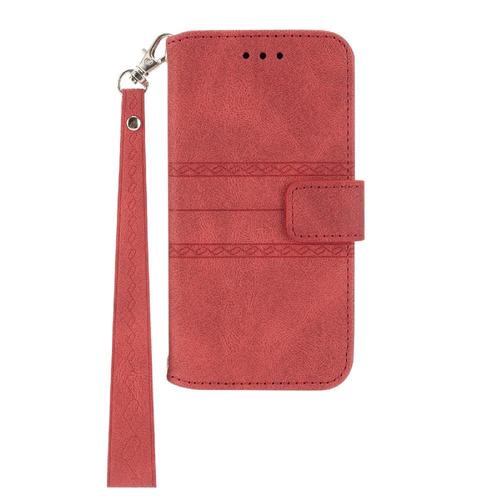 Flip Étui Pour Google Pixel 6 Pro Protection Antichoc Cuir Pu Fermeture Magnétique Bicelle Étui Portefeuille - Rouge