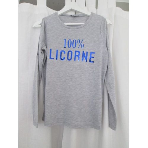 T-Shirt Gris 100 % Licorne Kiabi Taille 14 Ans