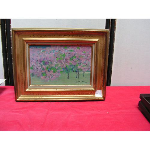 Estèbe - Arbres En Fleurs - Peinture À L'huile Sur Toile, Cadre Doré