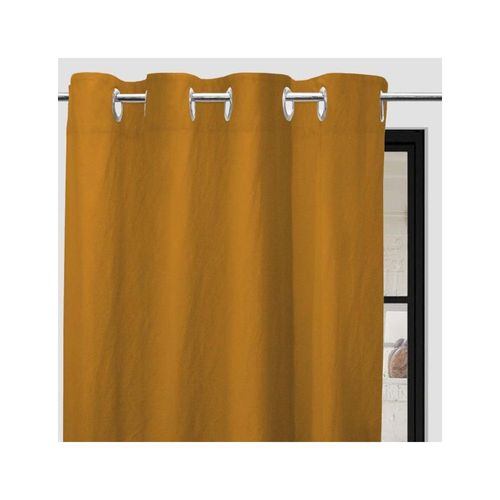 Rideau À Oeillets En Microfibre Lavée135x250 Cm Boheme Moutarde, Par Soleil D'ocre