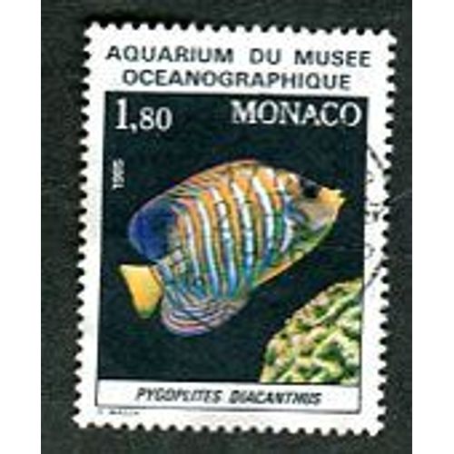 Timbre Oblitéré - " Regal Angelfish (Pygoplites Diacanthus) " - Monaco - 1985