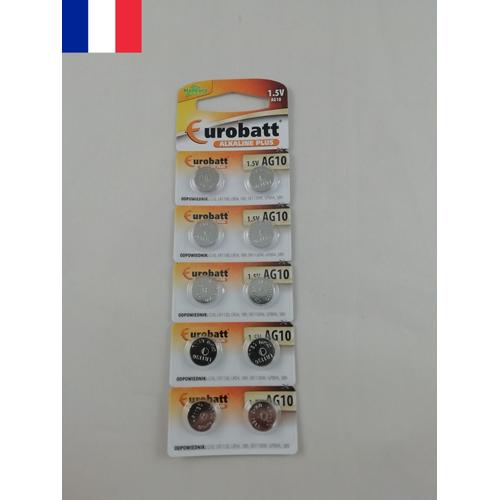 10x Pile Bouton AG10 1,5V Alkaline + 0% Mercure G10 LR1130 LR54 SR1130W