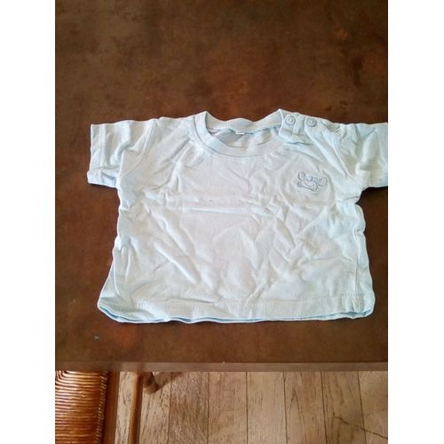 T Shirt Bleu Ciel 6 Mois Boutons Épaules