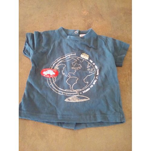 T Shirt Bleu Manches Courtes 6 Mois Pommette La Petite Auto De Mon Papa Pressions Dos