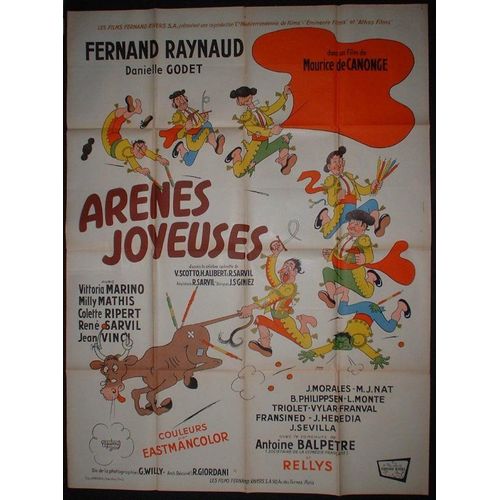 Arenes Joyeuses * Maurice De Canonge - Film 1957 - Affiche De Cinema Originale Ancienne 120x160 Cm Dessin De Dubout * Movie Poster * Fernand Raynaud ; Danielle Godet ; Antoine Balpetre - Tres Rare
