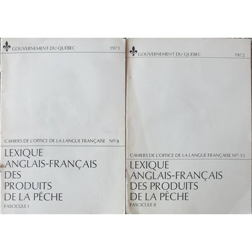 Lexique Anglais-Français Des Produits De La Pêche - Fascisule 1 Et 2