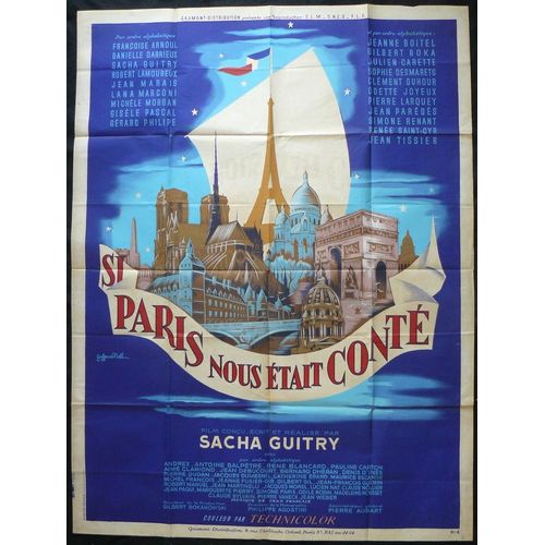 Si Paris Nous Etait Conte * Sacha Guitry - 1956 - 120x160 Cm * Affiche De Cin?ma Originale Fran?aise De 1956 - Dessin De Guygerardnoel - Movie Poster * Danielle Darrieux ; Jean Marais ; Gerard Philipe