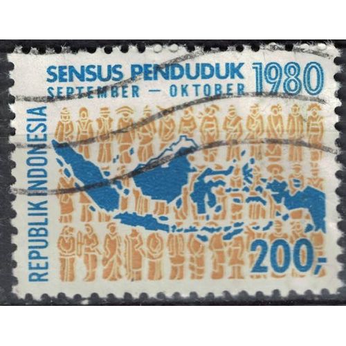 Indonésie 1980 Oblitéré Used Carte Géographique Sensus Penduduk Recensement De La Population 200 Rupiah Su