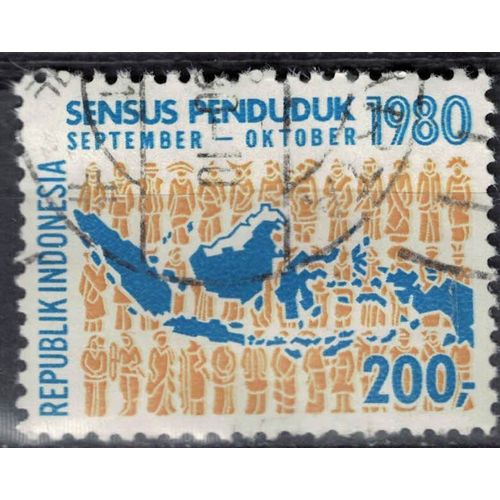 Indonésie 1980 Oblitéré Used Carte Géographique Sensus Penduduk Recensement De La Population 200 Rupiah Su