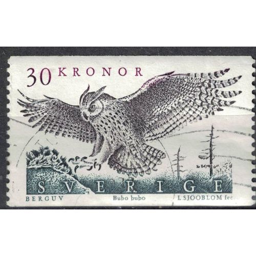 Suède 1989 Oblitéré Used Oiseau Bubo Bubo Hibou Grand Duc Eurasian Eagle Owl Su