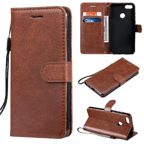 Flip Étui Pour Motorola Moto E6 Play Étui De Téléphone Portefeuille D'affaires Couleur Solide Classique Cuir De Haute Qualité Avec Fente Pour Carte - Le Brun