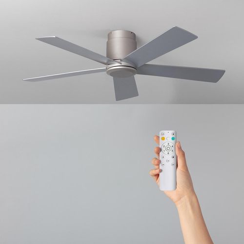 Ventilateur de Plafond Silencieux Flatiron 132 cm Moteur DC Avec lumière Télécommande Bois clair