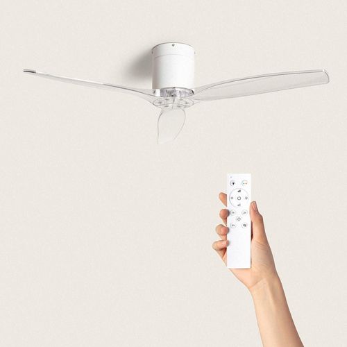 Ventilateur de Plafond Silencieux Angistri Blanc 132cm Motor DC Avec Lumière Contrôleur mural + télécommande Bois Foncé Oui