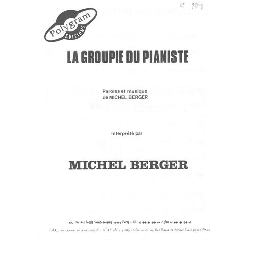 Partition La Groupie Du Pianiste