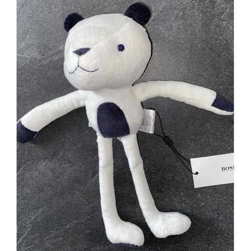 Doudou Ours Peluche Blanc Noir Hugo Boss Jouet Ourson Naissance