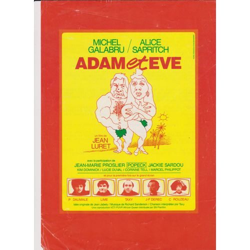 Affichette Synopsis Film " Adam Et Eve " De Jean Luret Avec M. Galabru, A. Sapritch 1984