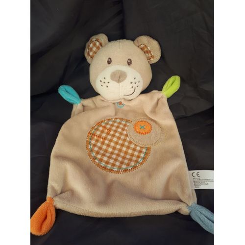 Doudou Nicotoy Ours Chien Croix Rond Vichy Marron Beige Orange Vert Bleu